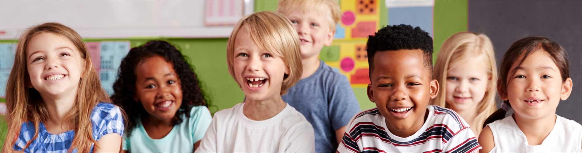 Group of children in a class room